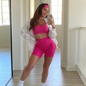 Thirty Years Hot Pink Bralette and Biker Shorts Set